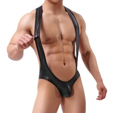 Mens Bodysuit Faux Leather