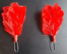 X2 British Military Red Plume Hackle Feathers Brand New & Sealed