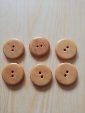 6 x Beige / Taupe 25mm Buttons Faux Bone