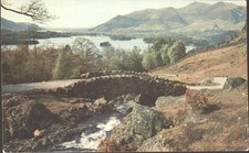 ASHNESS BRIDGE AND DERWENTWATER, KESWICK, Cumbria - Vintage POSTCARD