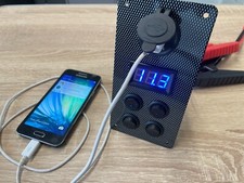 Campervan 12v Control Panel, 4 x Switches, 12v Digital Voltmeter,12v USB Socket