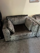 DFS Crushed Velvet Cuddle Sofa. 2 years old, perfect condition. Pillows Included