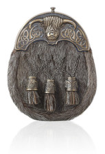 Bull Cantle Antique Sporran matching Tassles Scottish Leather Kilt Wallet