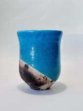 Studio Pottery Blue Raku Fired