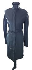MISS SELFRIDGE BLACK LEATHER  COAT/JACKET KNEE LENGTH BUTTON UP SIZE 10 VINTAGE 