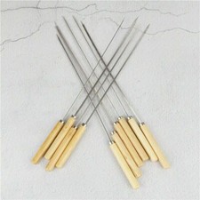 5-25 pcs Stainless Steel BBQ Skewers For Barbecue Kebab Fruit with Wooden Handle