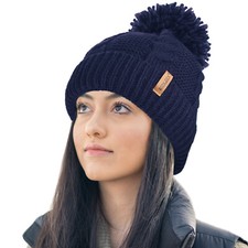 Ladies STORMACTIVE 100% Waterproof Warm Cable Knit hat pompom thermal liner