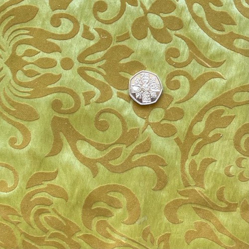Chartreuse flocked silk