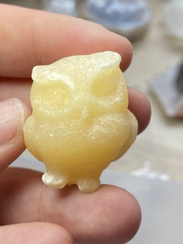 Orange calcite crystal owl - orange,