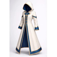 White Blue Hooded Cosplay Coat