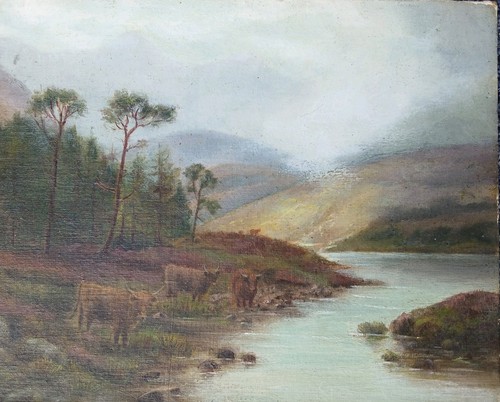 Antique edwardian oil board - oil, on