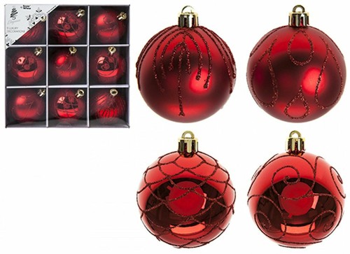 Red christmas baubles - 9,