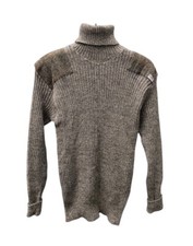 Niffi Ecosse Wool Jumper Men's Large Harris Tweed Turtle Neck Sweater Patches