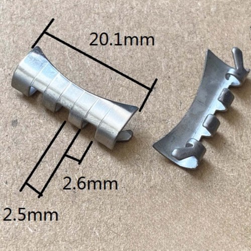 6x2 5x20 1mm - silver, curved