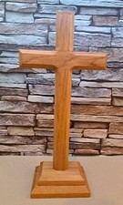Oak cross. self standing. Memorial. Church Altar. crucifix. Varnish Finished.