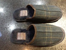 TED BAKER BLUE CHECK/FAUX FUR LINED SLIPPERS UK 7 EURO 41