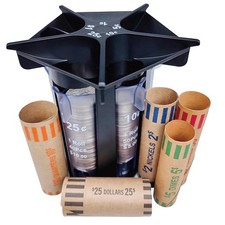 Coin Sorter Tube Coin Counter with Coin Wrappers,5-IN-1 Change Sorter8810