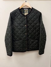 Women’s Barbour Quilted Jacket Green UK12 Heritage Tartan Lining UK 12 CG SB4