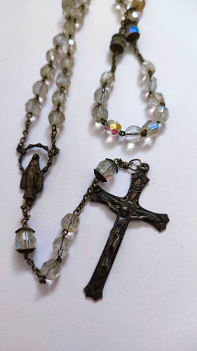 Silver christian rosary beads - silver,