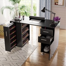 Manicure Table Nail Desk w/Dust Collector Dust Bags Wrist Rest Drawers Black