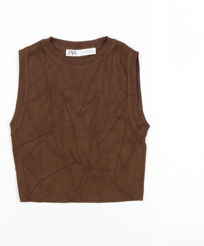 Zara women brown cropped knit - zara,