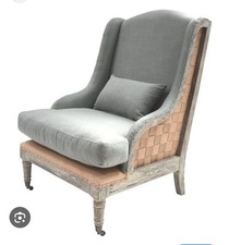 Gustavian Swedish Blue Oak Armchair with deconstructed sides