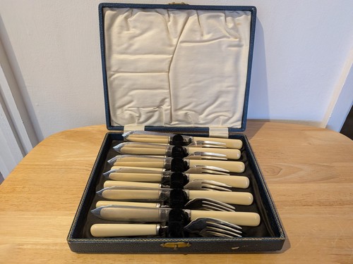 Silver plated set fish - silver, 6