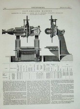 Old Antique Print 1875Engineering Slot Drilling Machine Rieter Winterthur 19th