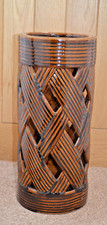 Ceramic Stick & Umbrella Stand - Lattice Work & Treacle Glazed.