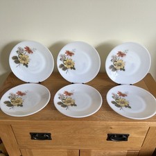 Vintage Autumn Glory JAJ PYREX 6 x Sandwich/Salad Plates Very Good Condition