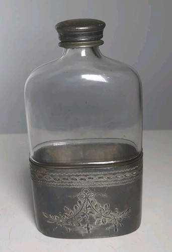 Victorian glass hip flask - glass,