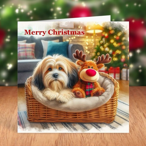 Lhasa apso dog - christmas, card