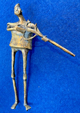 Antique brass African Man & gun FLINTLOCK  NIGERIA  DELTA ? TRIBAL STATUE
