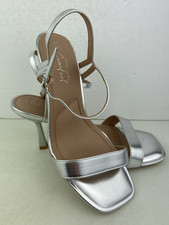 New Look Women's Extra Wide Fit Silver High Stiletto Heel Sandals UK 8 Shoes VGC