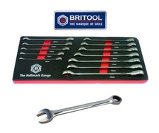 BRITOOL HALLMARK RATCHET SPANNER SET 12 PIECES 8-19MM IN FOAM TRAY
