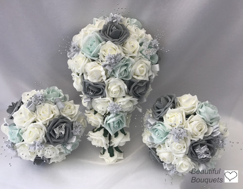 Wedding bouquets ivory rose - bouquets, ,rose