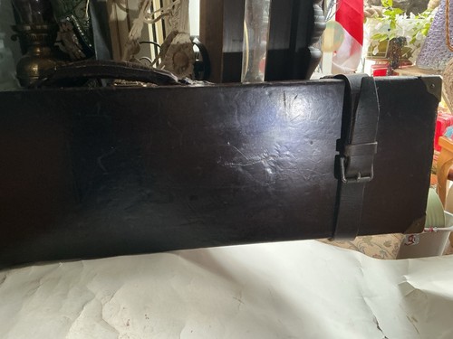 Antique brown leather shotgun - antique,