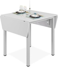 Dining Table,Drop Leaf Rectangle Extendable Kitchen Tables 4 to 6 Seat,Grey