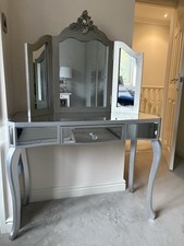 Venetian Grey Mirrored Dressing Table and Mirror