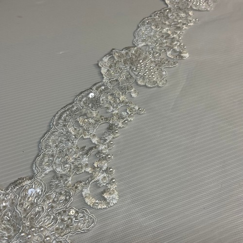 Ivory beaded embroidered mesh - beaded,