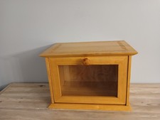 Vintage Wooden Leaf And Rope Decorated Storage Bread Bin Box With Clear Front