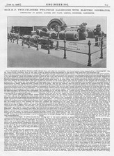1908 Antique Engineering Print - 800bhp Twin Cylinder Two Cycle Gas Engine