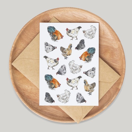 Chickens hens card - hens,