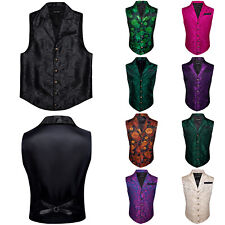 Steampunk Gothic Victorian Mens Vest Paisley Floral  Jacquard Waistcoats