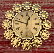 Acctim Quartz Vintage Gold Starburst Petal Wall Clock Working Made West Germany