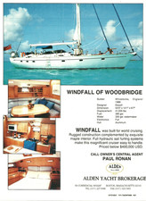 1991 Windfall Of Woodbridge Cruiser Boat Alden Yacht Brokerage  vintage Print AD