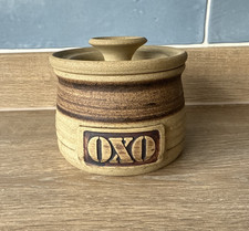 Vintage OXO Storage Jar Ceramic Brown Stoneware Collectible Lidded Pot