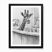 Giraffe In The Bath Pencil