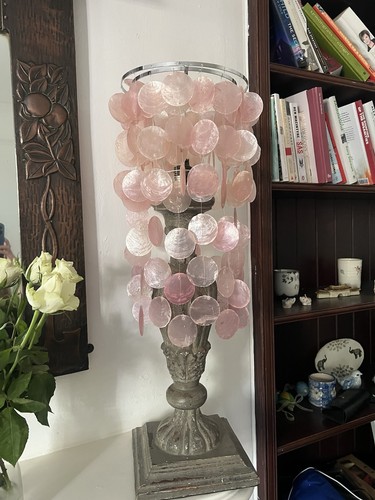 Pink capiz shell lampshade - pink,