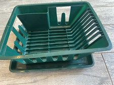 Vintage Rubbermaid Plastic Dish Drying Rack Forest Green Mat + Drainer New Retro